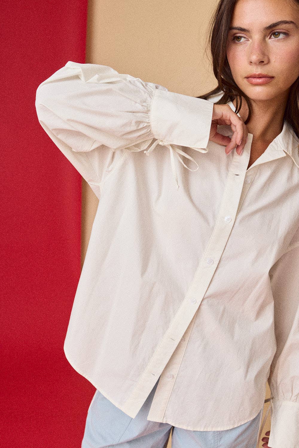 Papermoon - Wholesale Shirt - Women's - PT51052 - Oversized Button-Down Shirt - Cream5