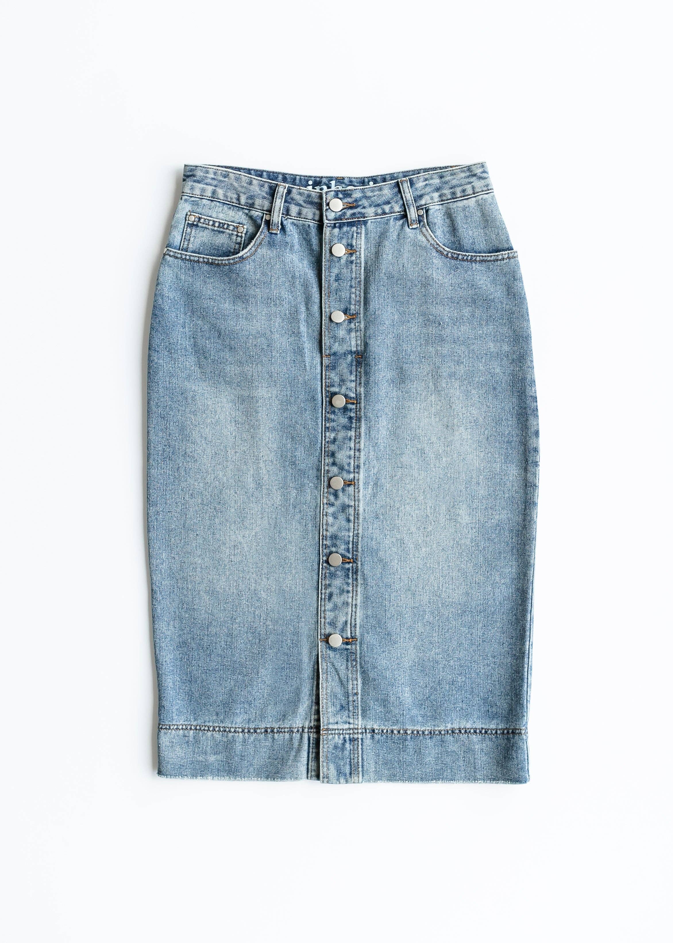 Inherit Clothing Company - Wholesale Skirt - Women's - Skylar Button Front Midi Denim Skirt10