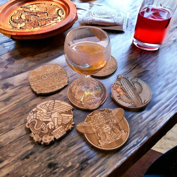 Studio Rima - Wholesale Coasters - Set of 6 Mexican Patterns Coasters - Perfect Gift9