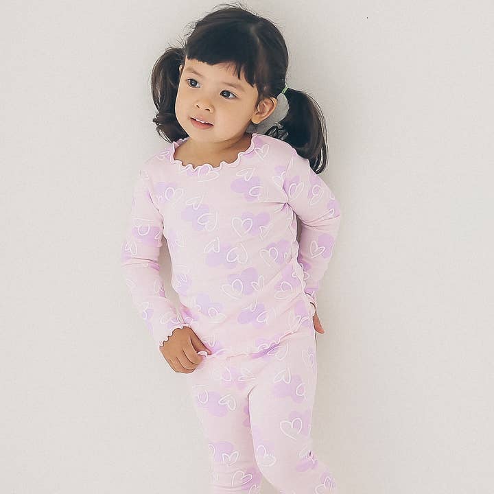 Modal Girls Infant Shirring Loveful Long Sleeve PJs Lounge for wholesale by Vaenait Baby