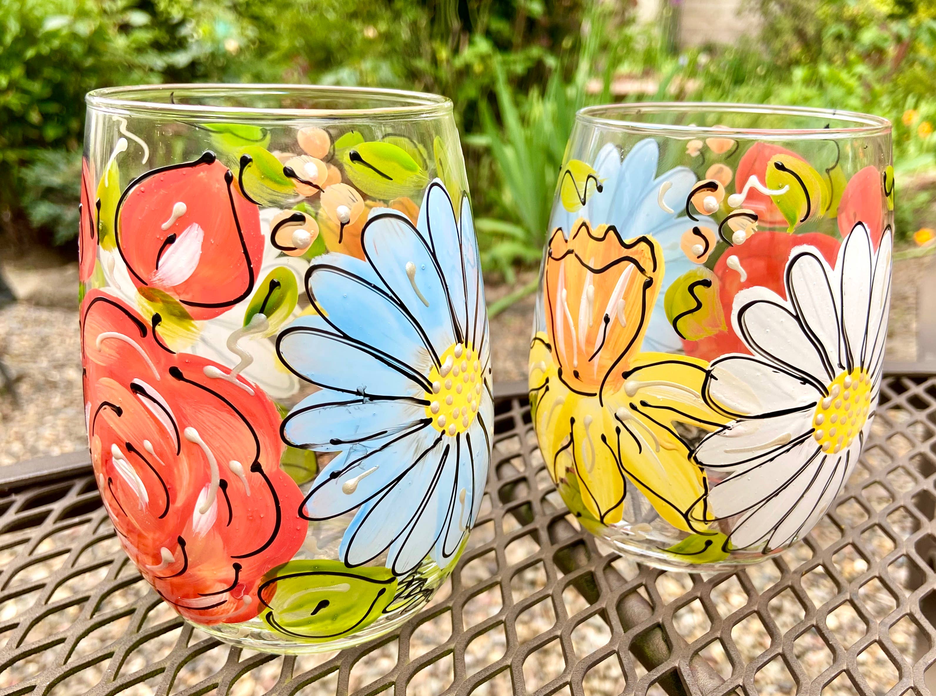 leslie hand painted glass