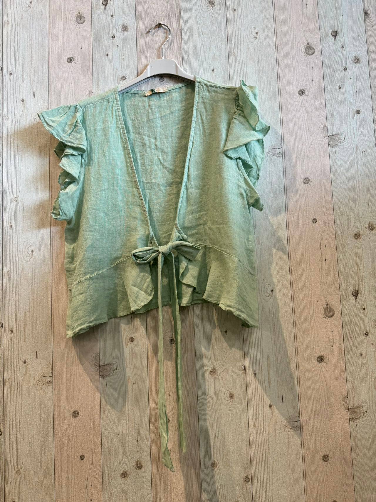 Linen & More - Wholesale Blouse - Women's - REF 11895 100% LINEN SHORT TIE BLOUSE2