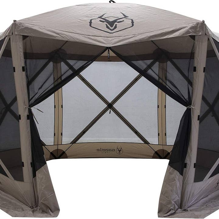 ShipItFurniture - Wholesale Tent - Tentsâ„¢, G6 6-Sided Portable Gazebo, Easy Pop-Up Hub Screen Tent, Waterproof, UV Resistant, 8-Person & Table, Desert Sand, 86" X 124" X 124", GG601DS