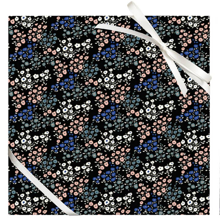 Ditsy Floral on Black Roll for wholesale by Paper Source Wholesale