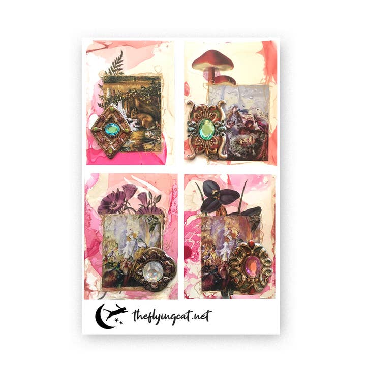 Feuille d'autocollants Cartes de fées pour la vente par The Flying Cat