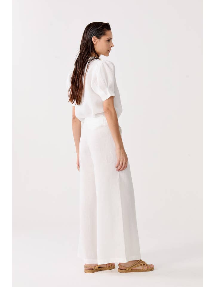 Athina Linen Shirt - White for wholesale on Faire