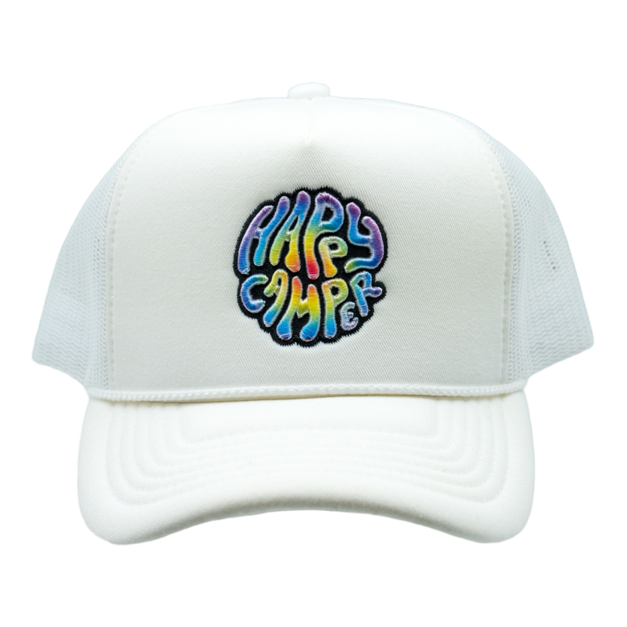 Nebiva - Wholesale Trucker Hat - Unisex - Happy Camper Tye Dye Foam Trucker Hat (White)1