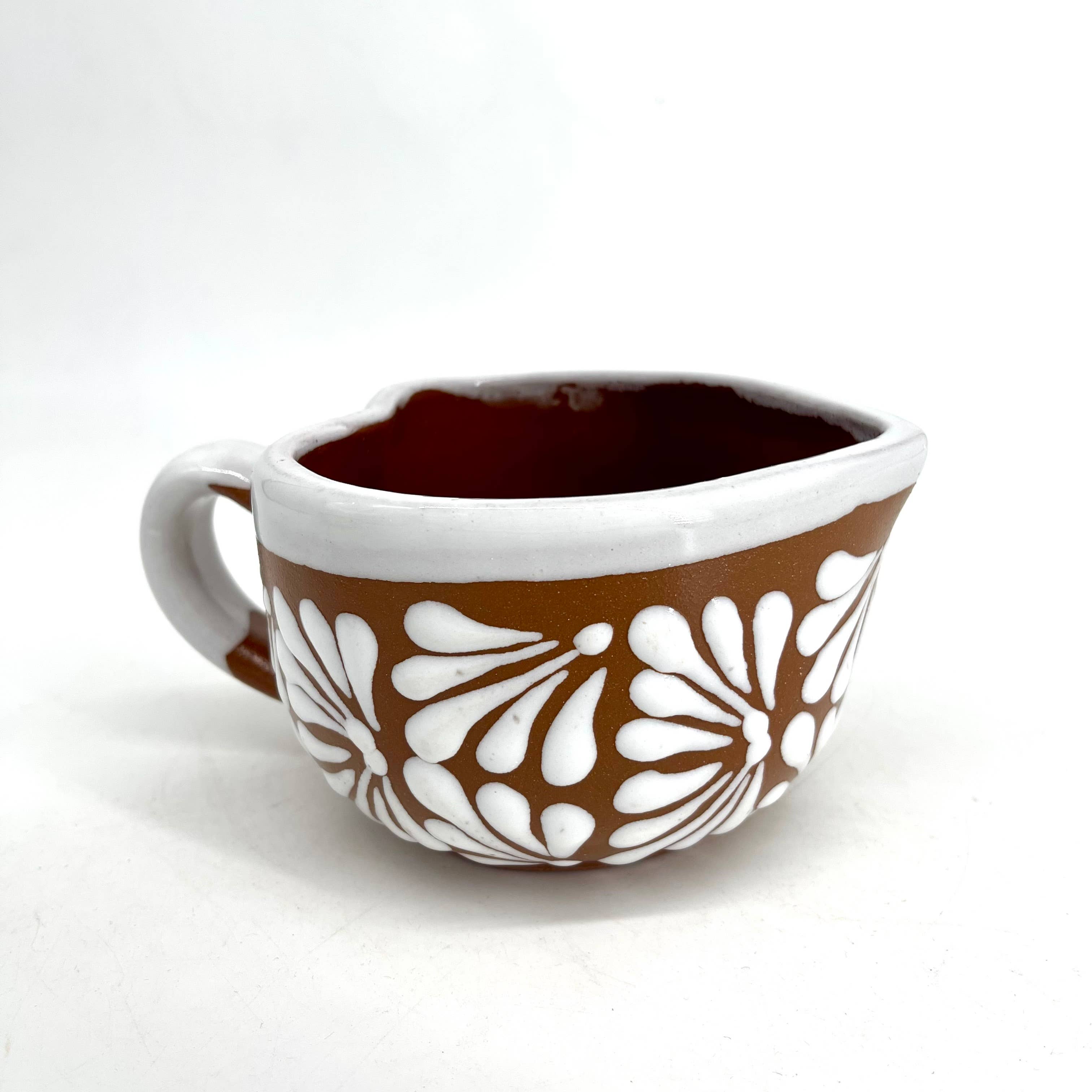 Fiesta McAllen LLC – Caneca por atacado – Chávena de Café em Cerâmica em Forma de Coração em Rosa, Castanho e Preto0