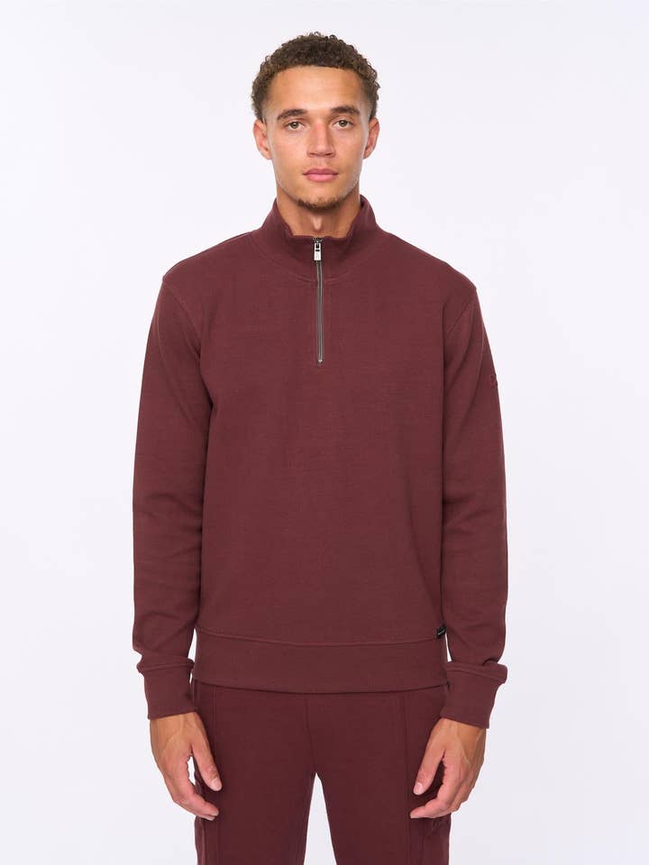 Slellmoore 1/4 Rits Hoodie Wijn voor wholesale door Duck and Cover