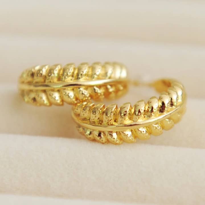 Eurydice Leaf Hoop Earrings for wholesale by Oh So Lovely