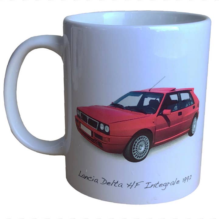 Lancia Delta HF Integrale 1992 - Tasse en céramique imprimée 11 oz pour la vente par Witherden's Workshop
