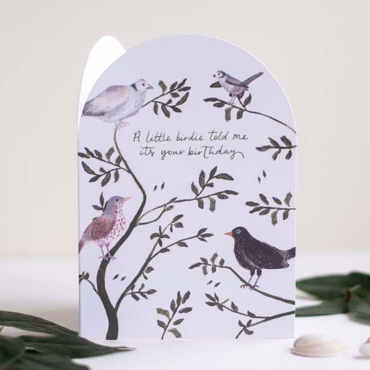 'A Little Birdie' Birthday Card for wholesale by The Hidden Pearl Studio