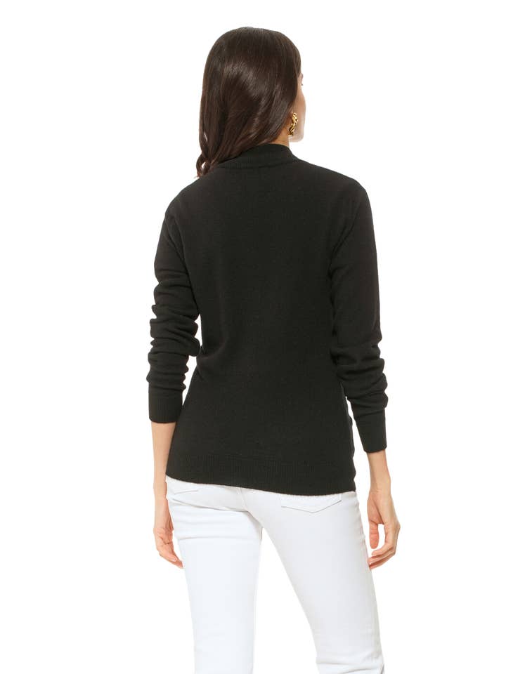 Oprah Daily - Women's Pure Cashmere Zip Cardigan Black for wholesale on Faire3