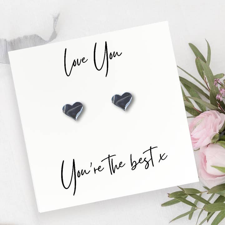 Aye Do Gifts - Wholesale Gift Box - Silver Heart Stud Earrings & Love You You're the Best Mini Gift Hamper2