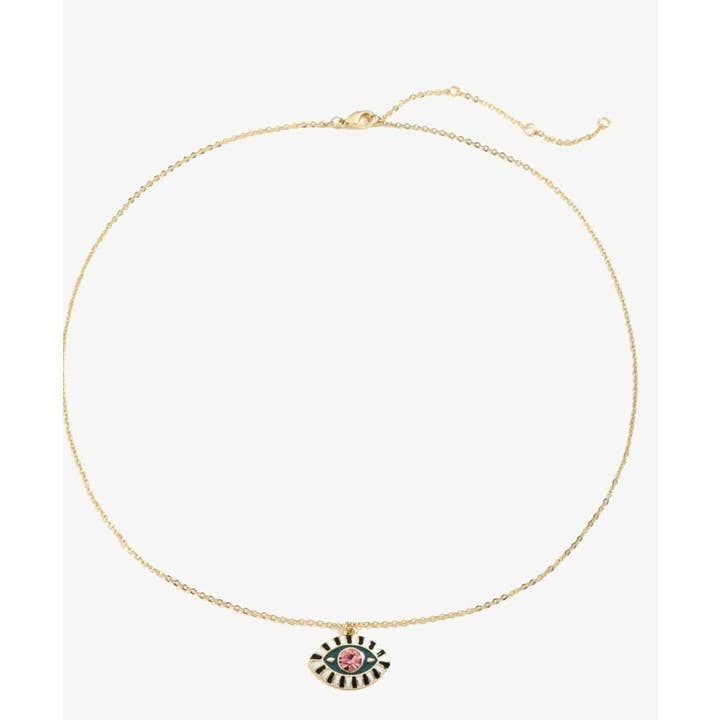 HoopLa - Wholesale Pendant/Charm Necklace - Evil Eye Third Eye Enamel and Crystal Pendant Necklace