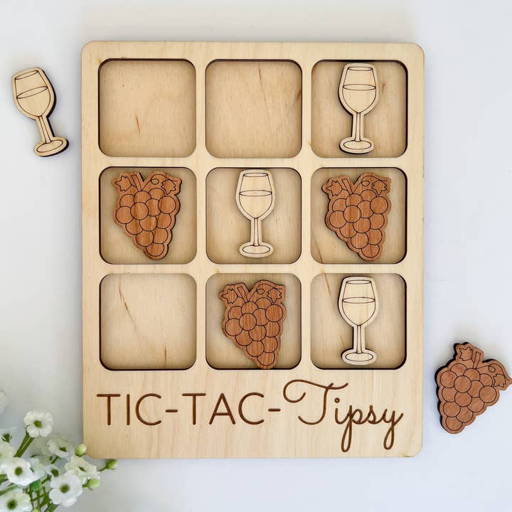 Birch House Games & Gifts - Wholesale Board Game - Wine Tic-Tac-Toe Game - Tipsy Party Game - Customizable