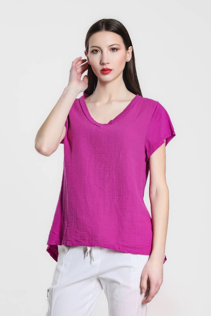 TINA Stephens Italy/Tees By Tina - Wholesale Blouse - Women's - Nola Cotton/Linen V-Neck Top (BSS207)4
