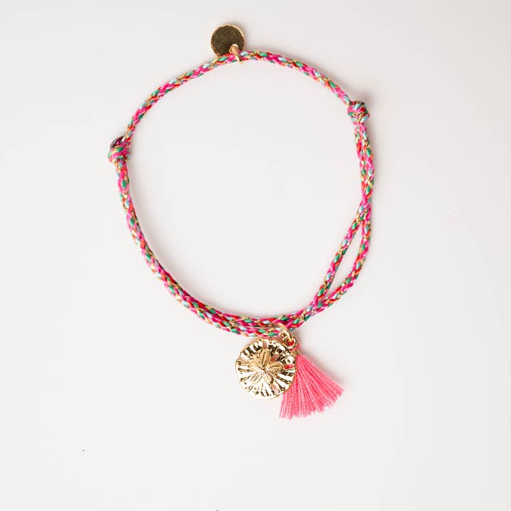 Louise Raspberry Bracelet Flower Medal for wholesale by Le Petit Lien de Paris