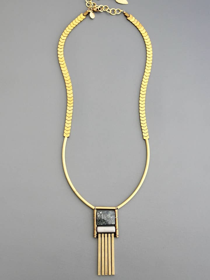 Collana geometrica serpentina e oro FER619 per la vendita all'ingrosso da parte di David Aubrey Jewelry