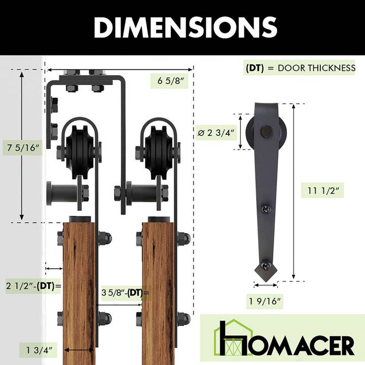 Homacer INC - Wholesale Knob/pull - Double Track U-Shape Bypass Sliding Barn Door Hardware Kit - Arrow Design Roller6