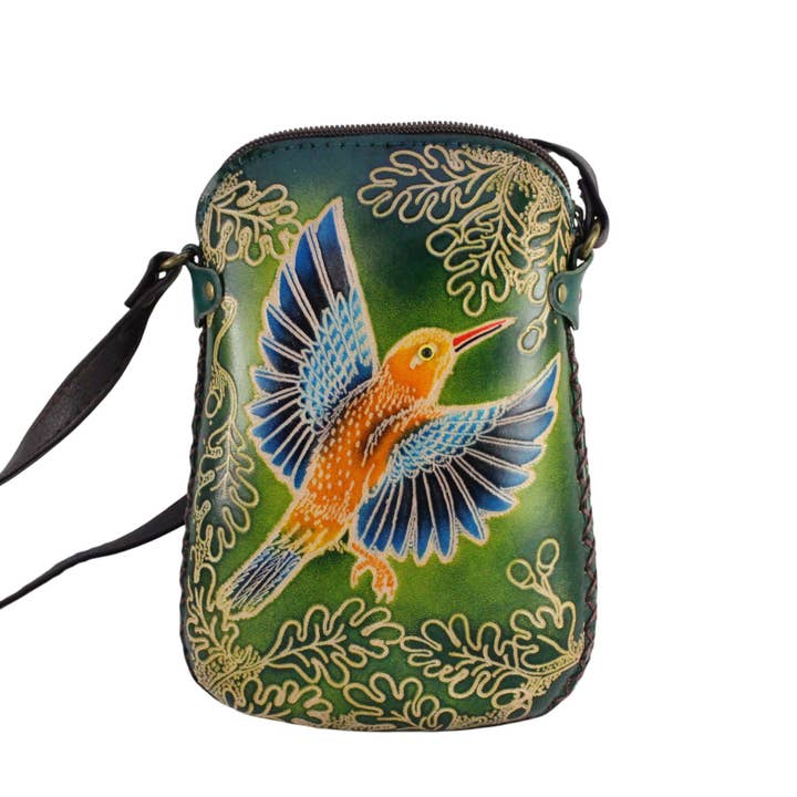 Sunflower Handmade leather inc – wholesale Axelväska - Dam – läder Hummingbird Pouch handväska handväska acrossbody3