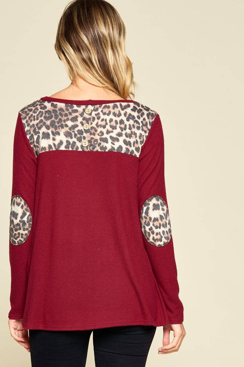 Emerald Collection – wholesale Stickad topp - Dam – ETK-7942 djur tryck sida twist topp med armbåge plåster6