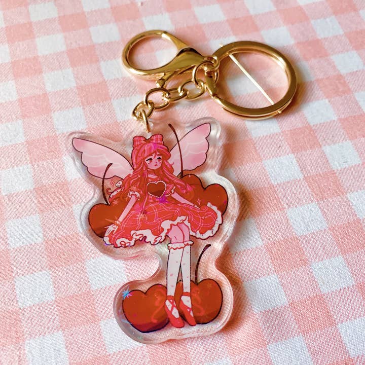 Porte-clés Cherry Fairy Fantasy Magic Deco Breloque pour la vente par Citrine Note
