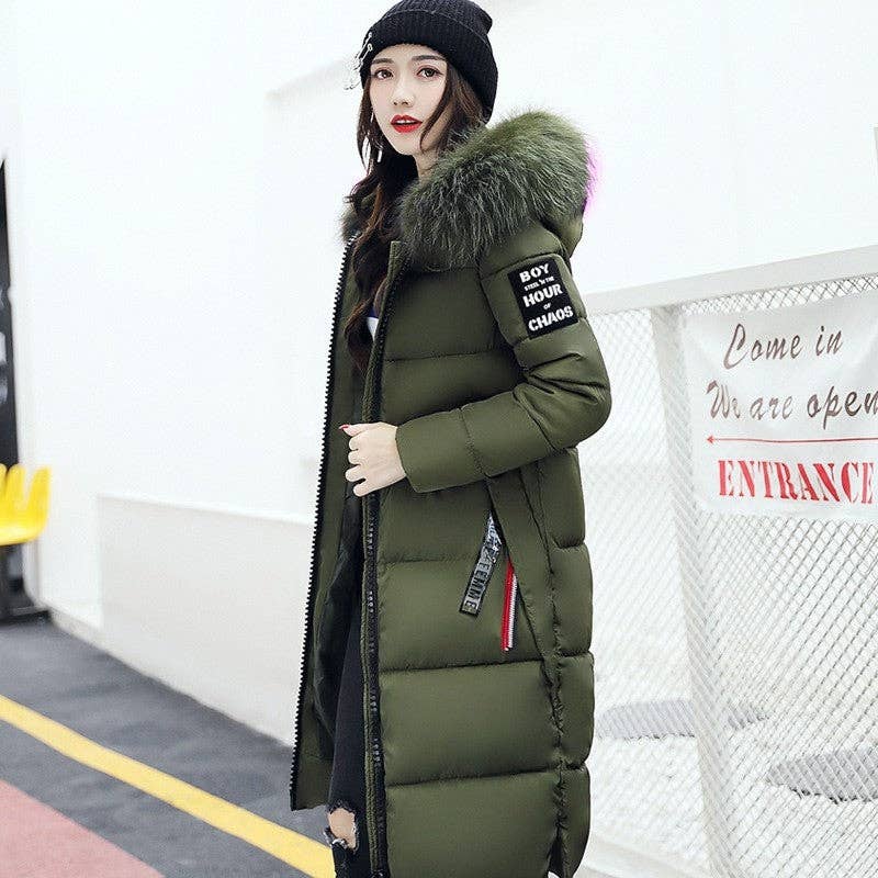 UZ Wholesale Store - Wholesale Puffer Jacket - Women's - Hooded Mid-Length Down Coat With Big Faux Fur Collar3
