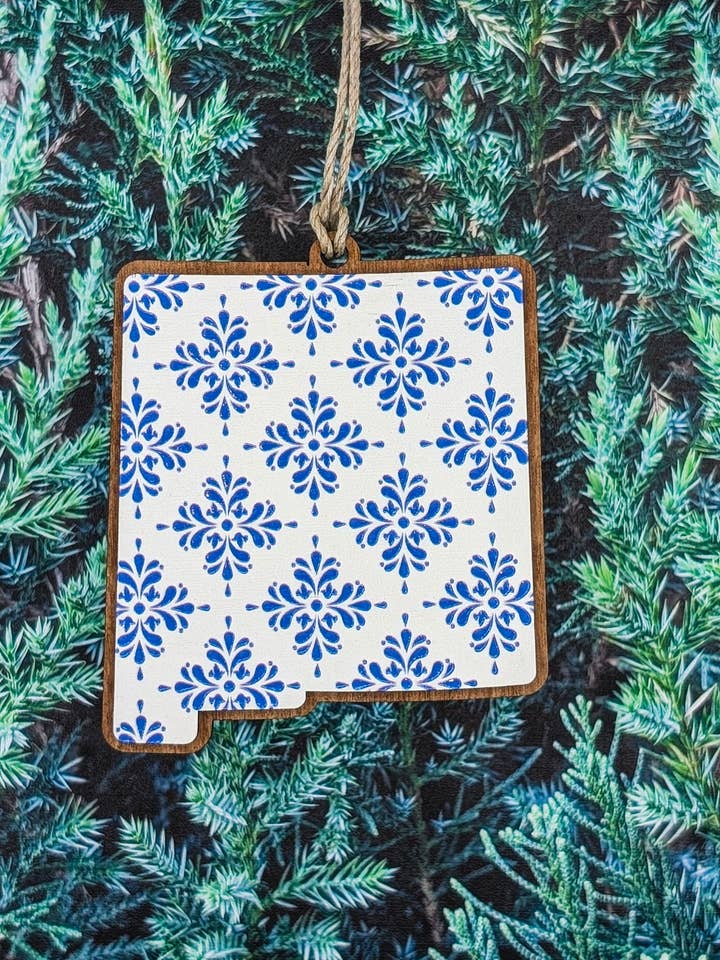 New Mexico Talavera Pattern Ornament for wholesale by The Little Ornament Shop