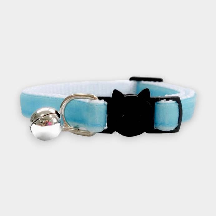 Soft Velvet Cat Collar - Baby Blue for wholesale by Zacal Cat Collars