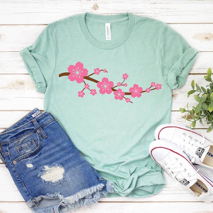 Cherry Blossom T-shirt - Bella Canvas for wholesale by Printliss