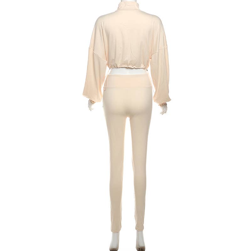 Lily Clothing - Wholesale Top & Pant Set (NOT Loungewear) - Women's - Drawstring Crop Top High Waist Skinny Pants Set43