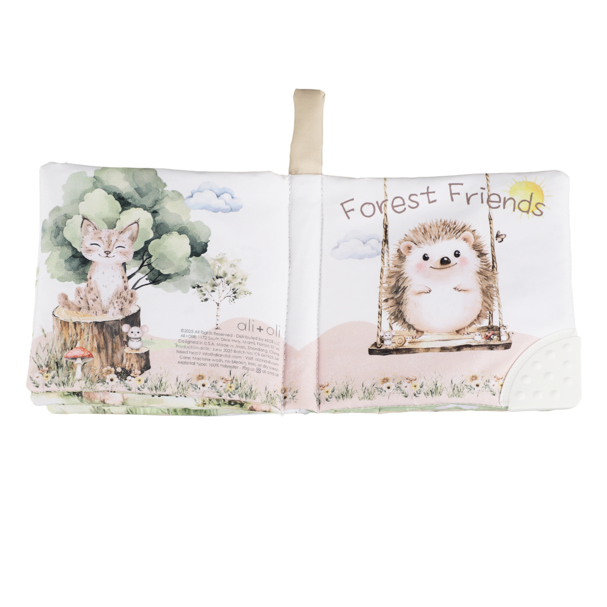 Ali+Oli - Wholesale Baby & Toddler Book (0-2) - Forest Friends 10-Page Crinkle Soft Cloth Baby Book Teether7