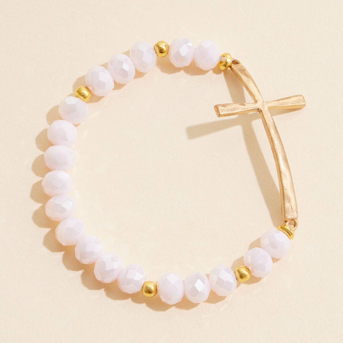 Frem - Wholesale Bedelarmbandje - Glazen kralenarmband met kruisbedel16