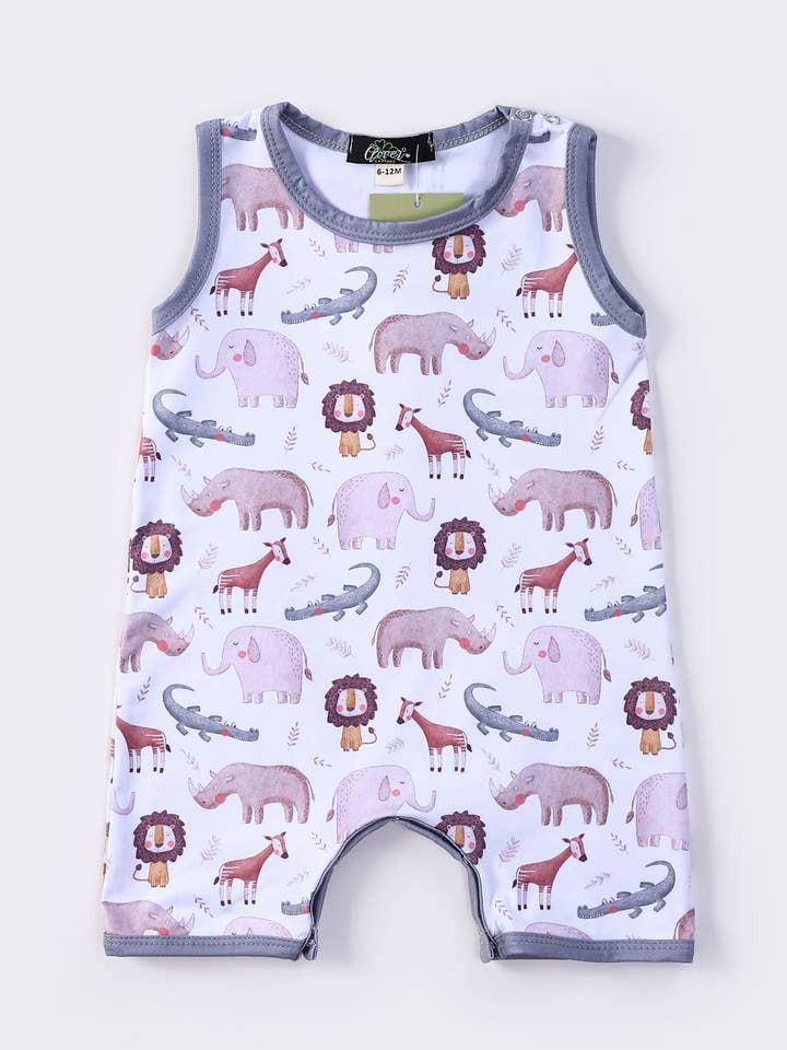 Wildlife Boy Romper for wholesale by Clover Cottage