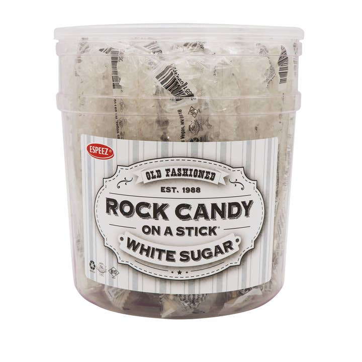Grandpa Joe's Candy Shop - Wholesale Hard Candy - Rock Candy Sticks White, Sugar Flavor, 0.8oz, 36ct Tub