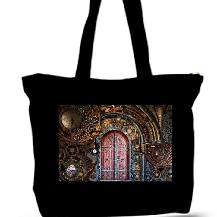 Steampunk Gears Ans Door Large Tote Grocery & Stuff Bag for wholesale by BMS BIZ