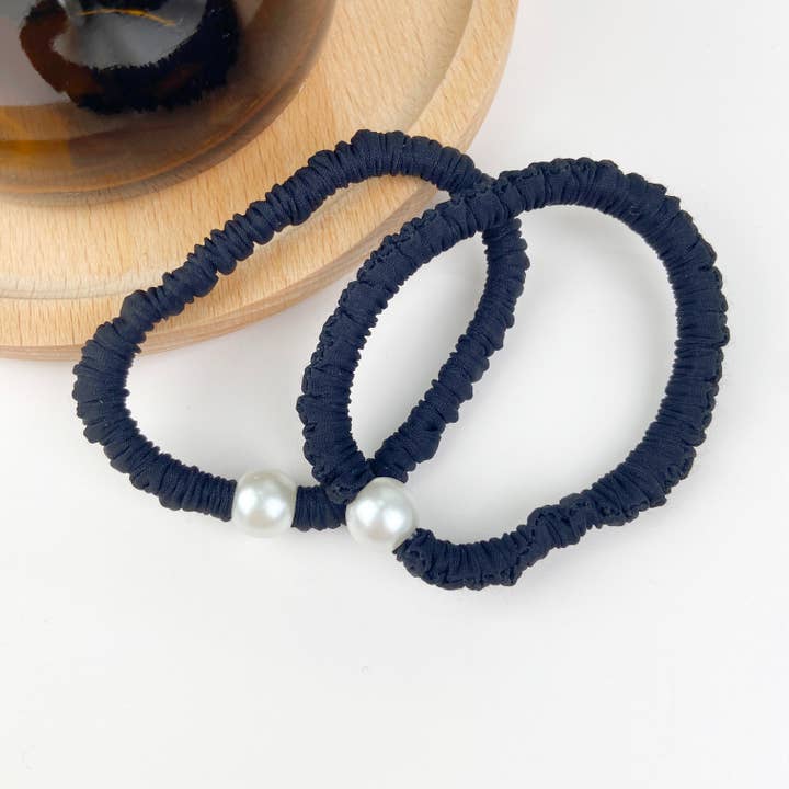 SoapElenGlen - Vendita all'ingrosso Elastico per capelli - Elastico per capelli in gomma tinta unita con perle delicate, 2 pezzi
