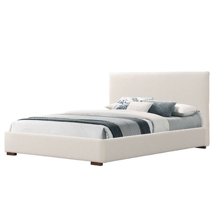 Glamour Home - Wholesale Bed - Bedwyr White Boucle Fabric Upholstered King Bed