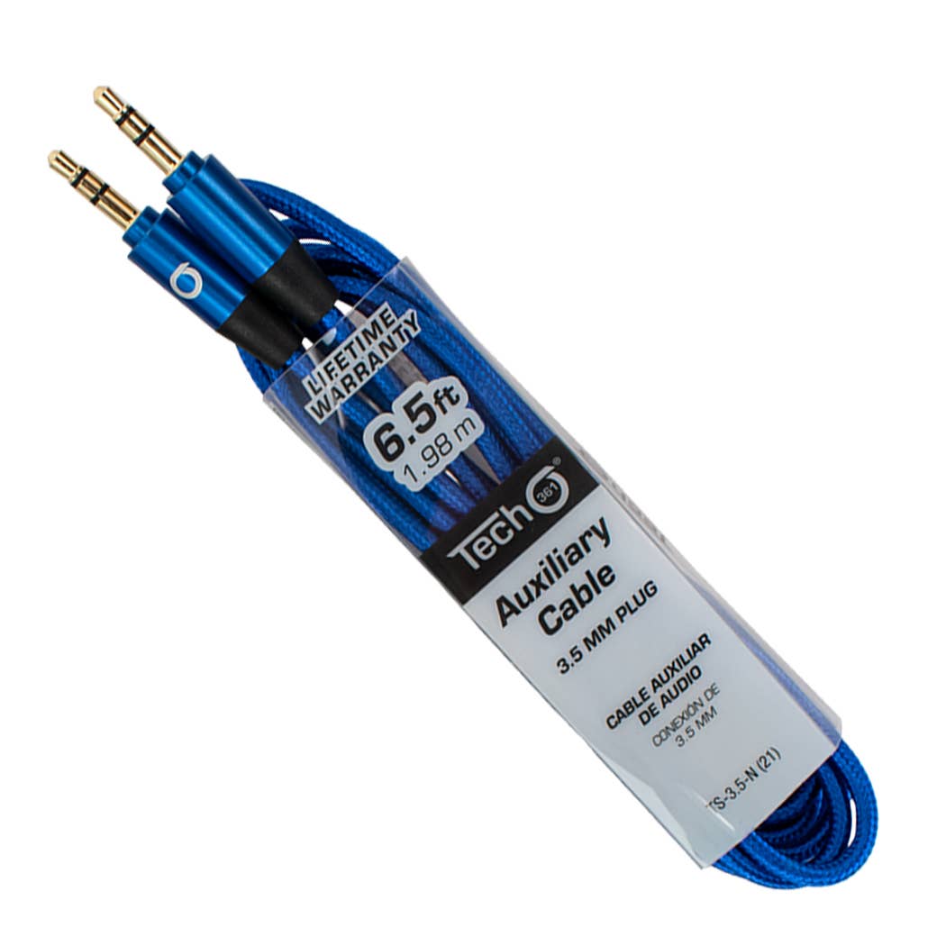 iTech361 - Wholesale Charging Cable - 3.5 MM AUX CABLE 2M/6.5FT IN ASSTD COLORS3