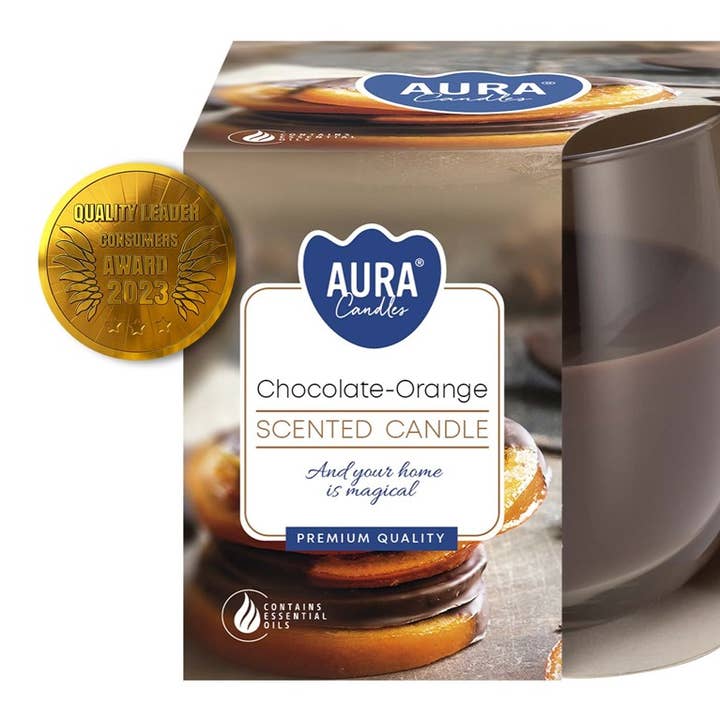 Cholacolate/Orange Glass Candle 24h (6 units) for wholesale by Esoterica Arte