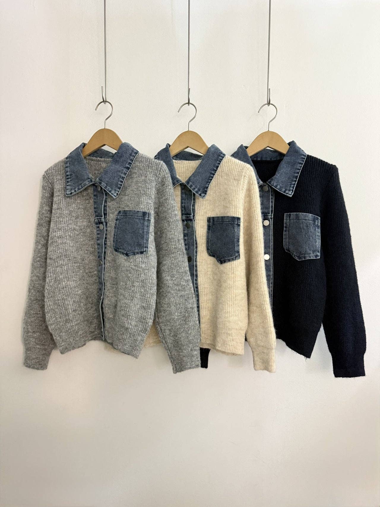 Little Light - Wholesale Jacket - Women's - Denim Layered Pocket Knit Jacket19