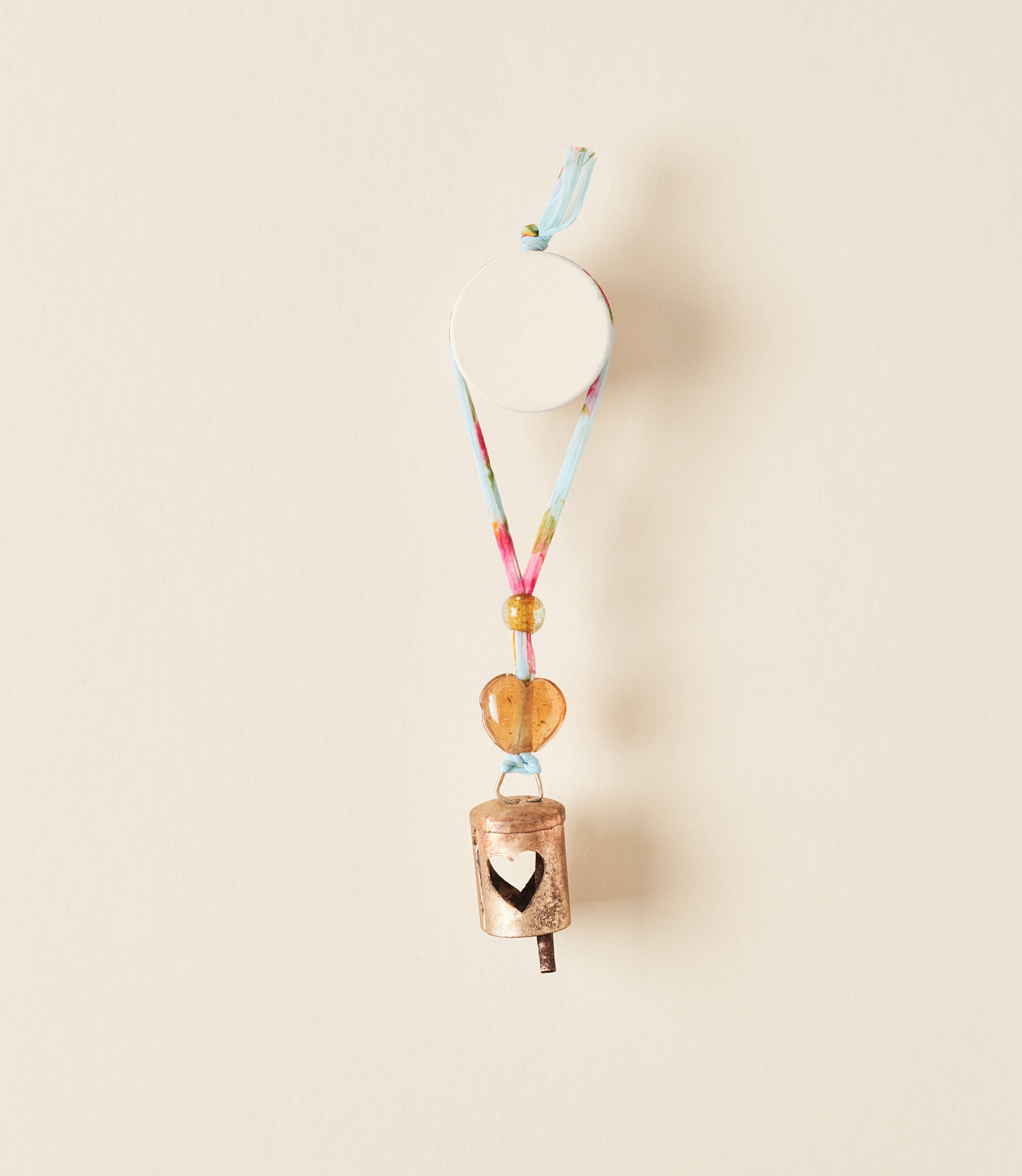 Matr Boomie Fair Trade - Wholesale Wind Chime - Chakshu Heart Cutout Bell Wind Chime Upcycled Sari3