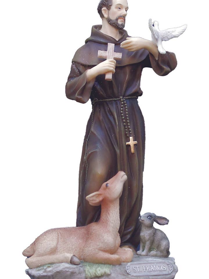 St. Francis with Animals Statue in Color 8.5" for wholesale by Goldscheider of Vienna