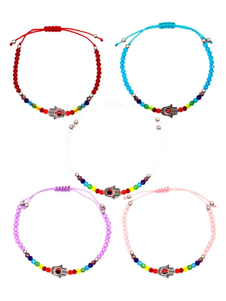 Hamsa Ädelstenpärlarmband med flätad sträng för wholesale av Cap Zone