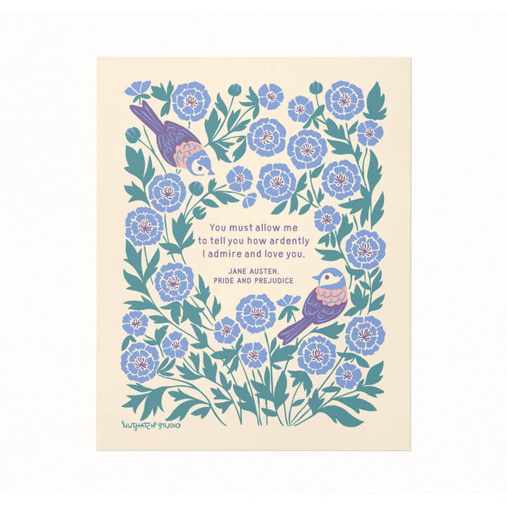 Nuthatch Studio - Wholesale Art Print - I Admire & Love You: Jane Austen Regency Romance Art Print2