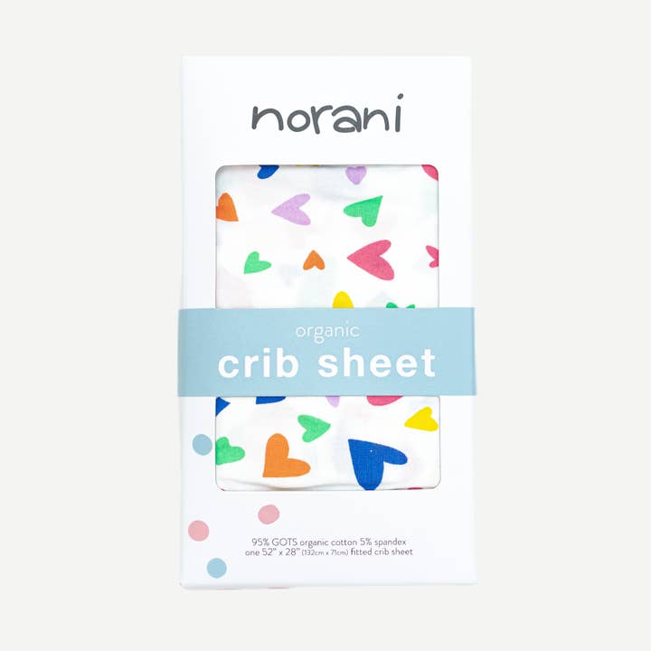 'I Heart You“ farverige krybbe ark for engroshandel hos Norani Baby