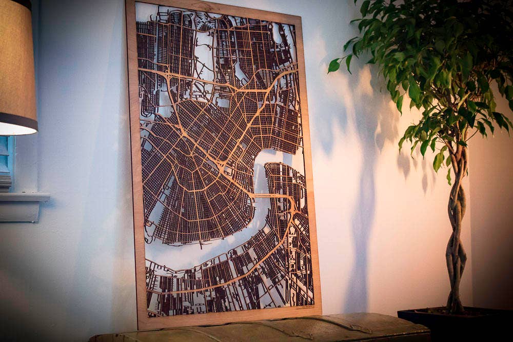 One Man One Garage - Wholesale Wall Accent - City Maps, Large 24x36" Perfect Housewarming Gift! Wooden Street Cutouts32