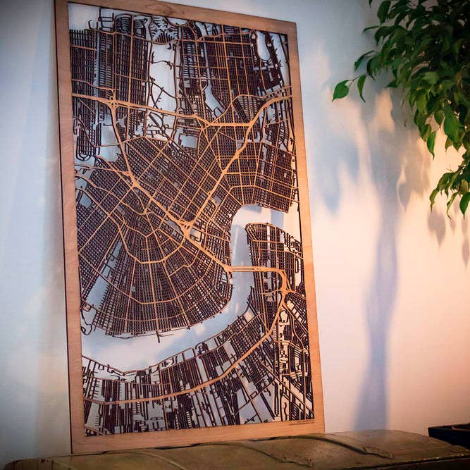 City Maps, Large 24x36" Perfect Housewarming Gift! Wooden Street Cutouts for wholesale by One Man One Garage