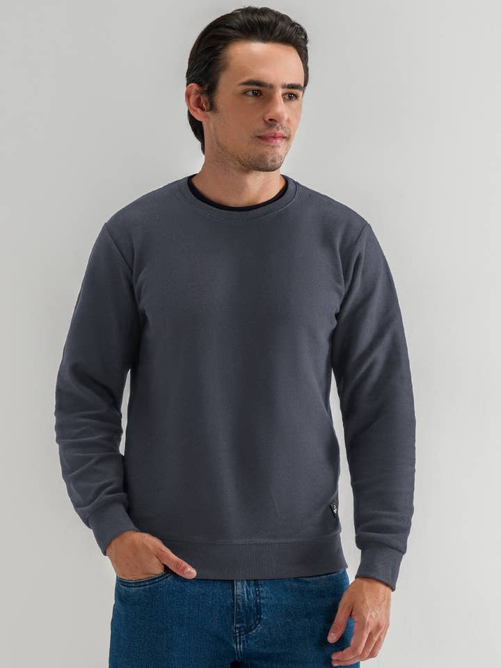 Charcoal Terry Crewneck Sweatshirt for wholesale by Brian Oak Limited
